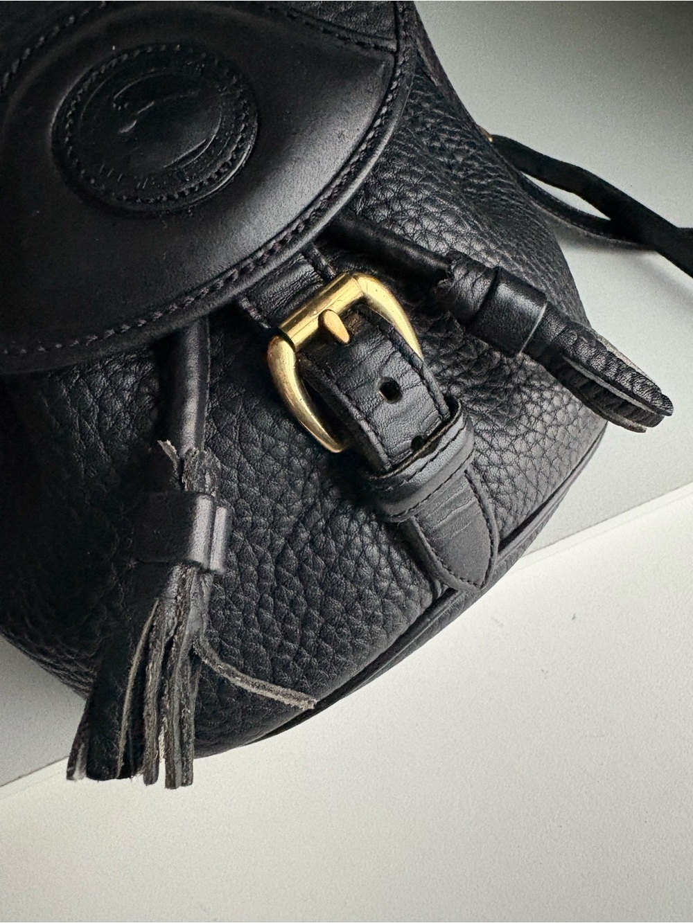 Dooney & Bourke awl Black Leather Mini Drawstring Buckle Bag - Picture 9 of 16